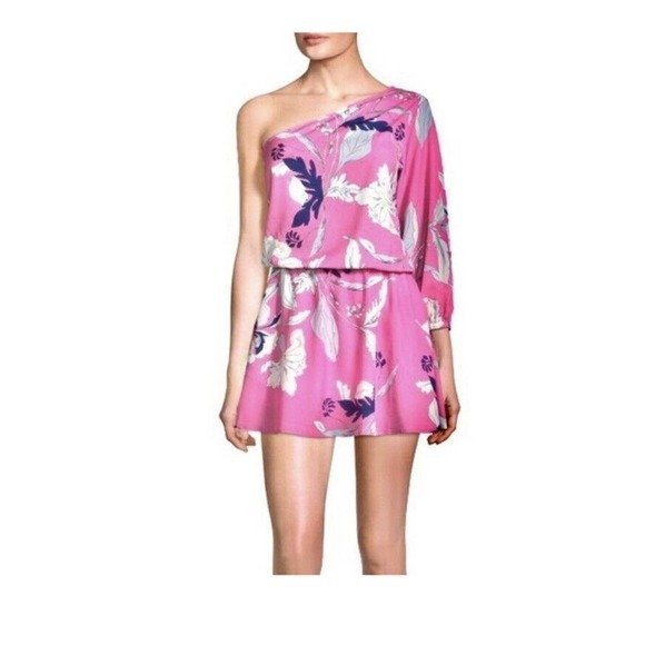 Yumi Kim Pink Floral‎ One Shoulder Mini Dress Women’s size Small NWT - Picture 2 of 10